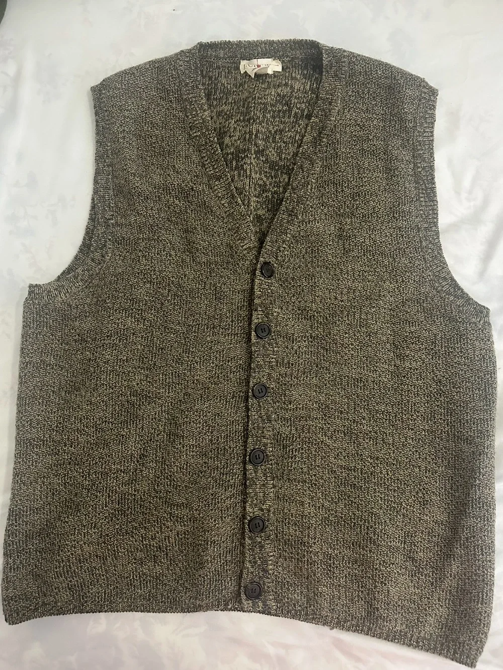 J.Crew Marled Knit Button Front Sweater Vest  Size Large Classic Layering Piece